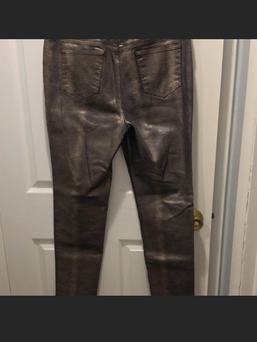 Chico's Metallic Bronze Snakeskin Slim Leg Pants – Size 10 - Picture 2 of 4
